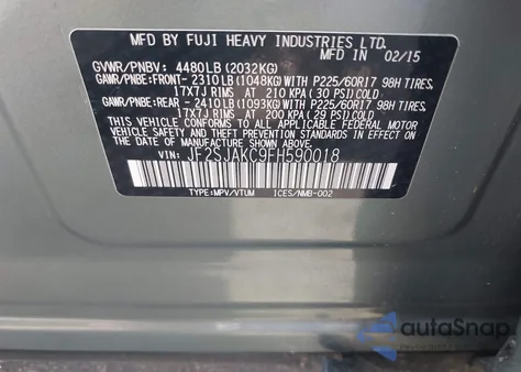 2015 Subaru Forester 2.5I Limited из США, поврежденный, VIN JF2SJAKC9FH590018